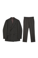 Lanifício Vitale Barberis Canonico - Costume double breasted 6x2, espinha de peixe, half canvas, lapela peak, em lã merino super 100 18.75 µ, 320g - Marrom grafite