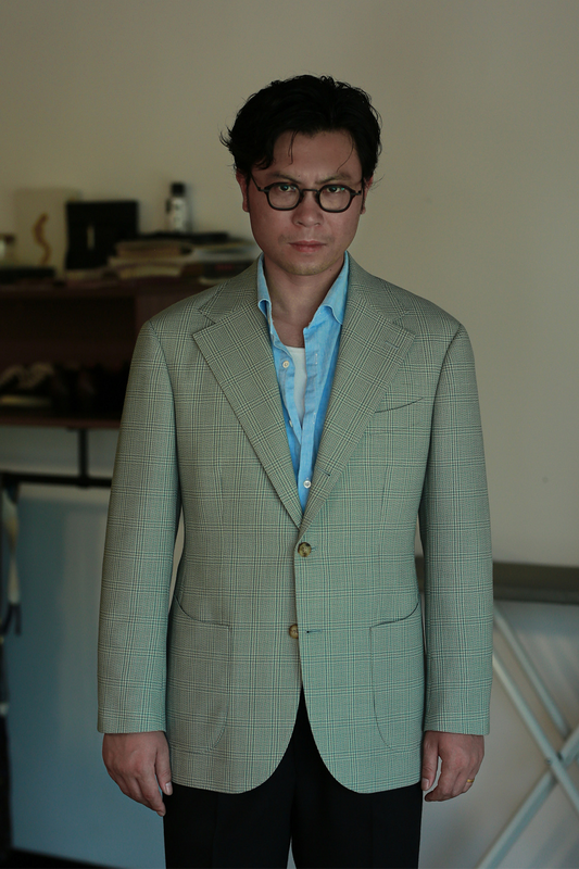 ATELIÊ MK MAN - Blazer half canvas, single breasted 3-roll-2, spalla camicia, em lã  super 120's, 17.75µ I 290 g - Príncipe de Gales Verde