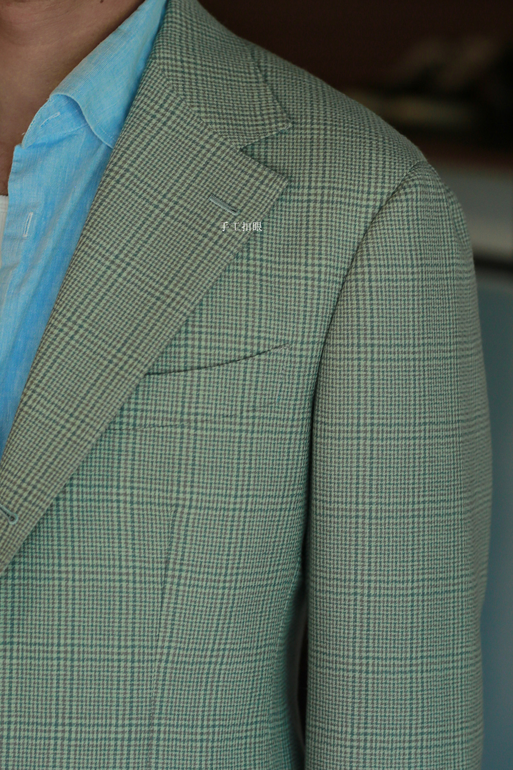 ATELIÊ MK MAN - Blazer half canvas, single breasted 3-roll-2, spalla camicia, em lã  super 120's, 17.75µ I 290 g - Príncipe de Gales Verde
