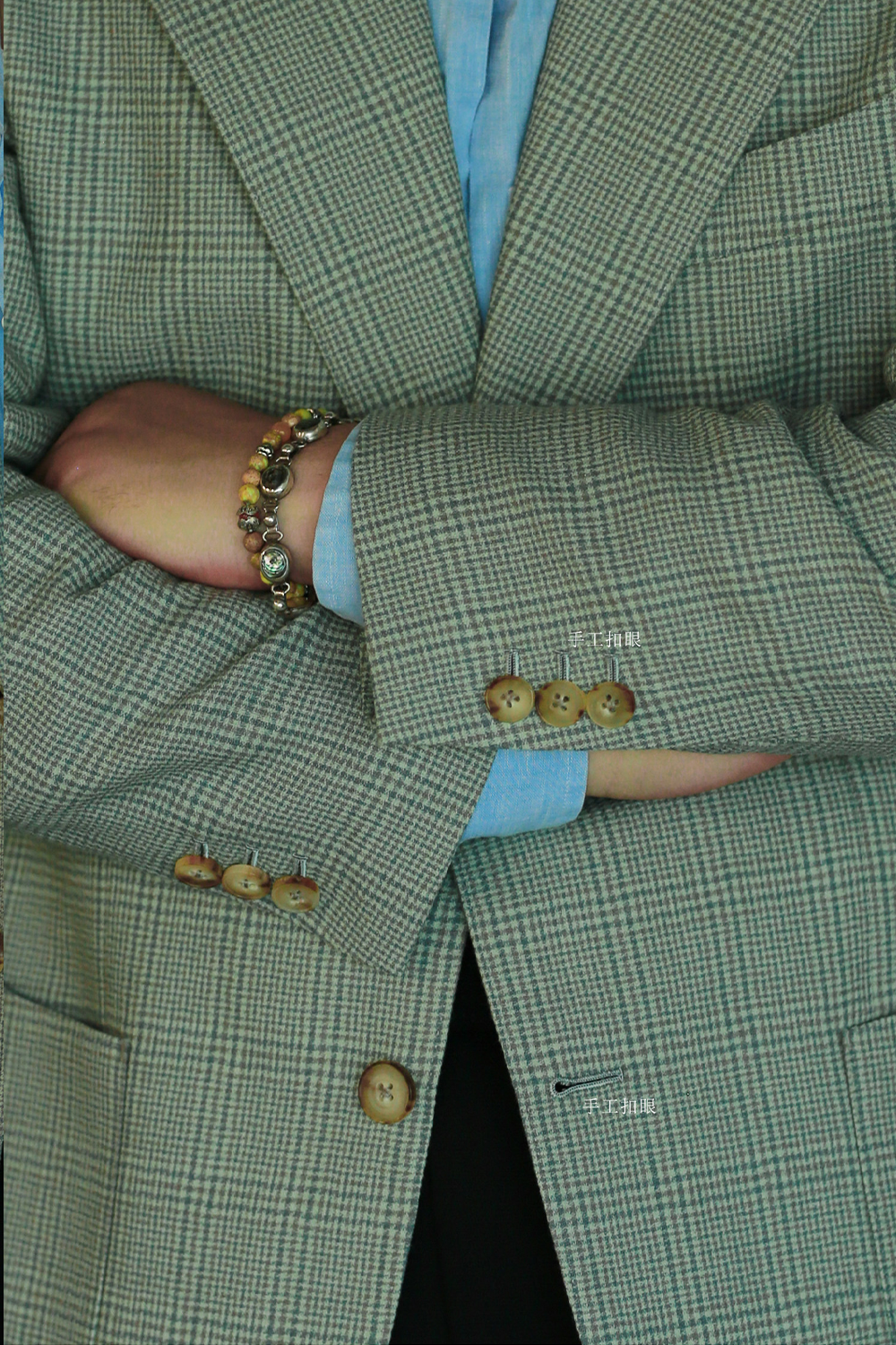 ATELIÊ MK MAN - Blazer half canvas, single breasted 3-roll-2, spalla camicia, em lã  super 120's, 17.75µ I 290 g - Príncipe de Gales Verde