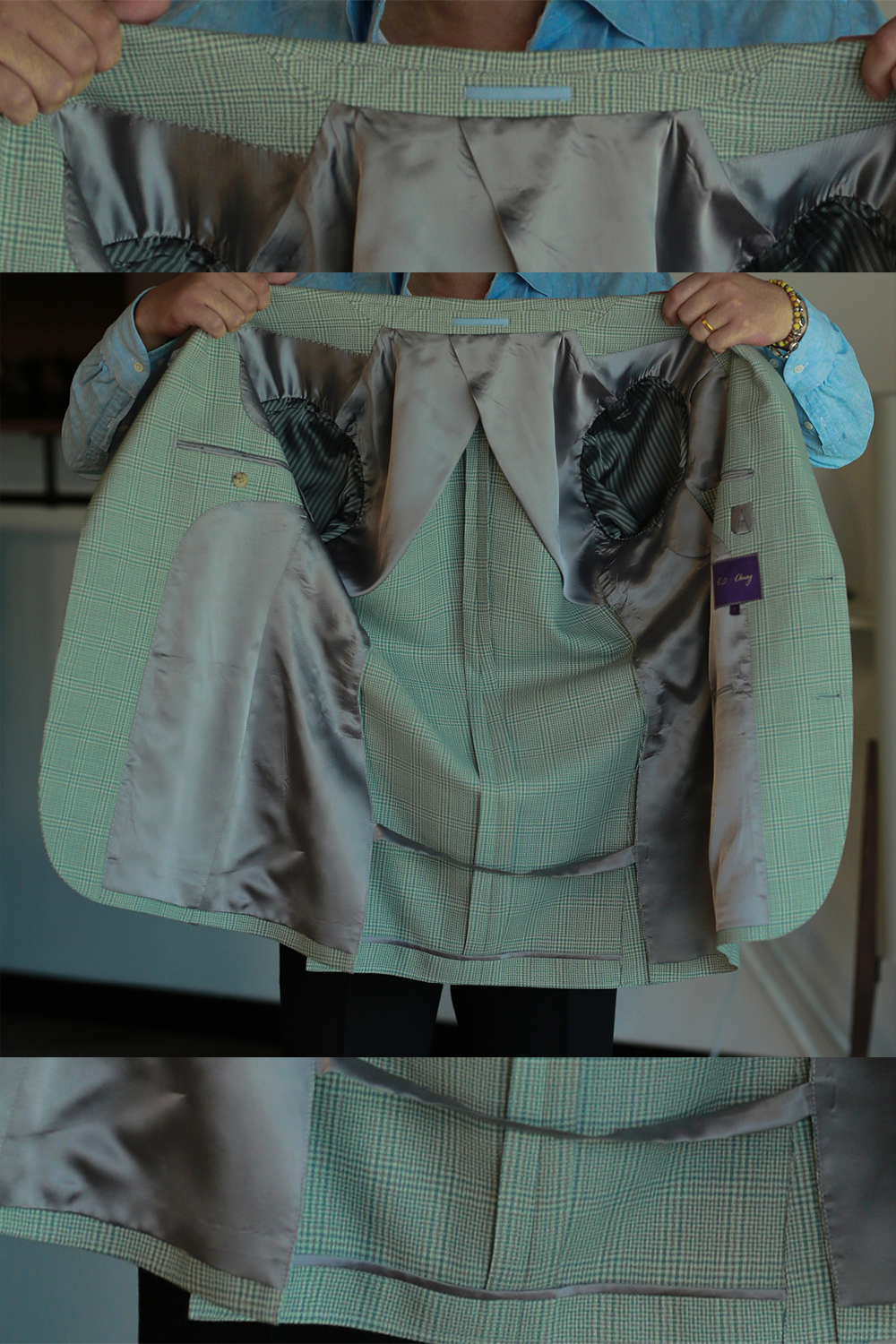 ATELIÊ MK MAN - Blazer half canvas, single breasted 3-roll-2, spalla camicia, em lã  super 120's, 17.75µ I 290 g - Príncipe de Gales Verde