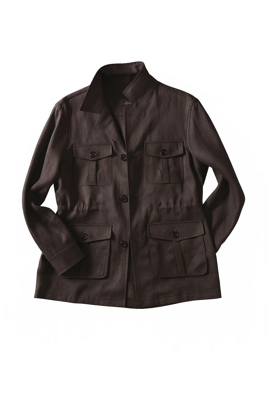 Safari Jacket desestruturado, com ajuste interno 100% linho - Marrom LINEN