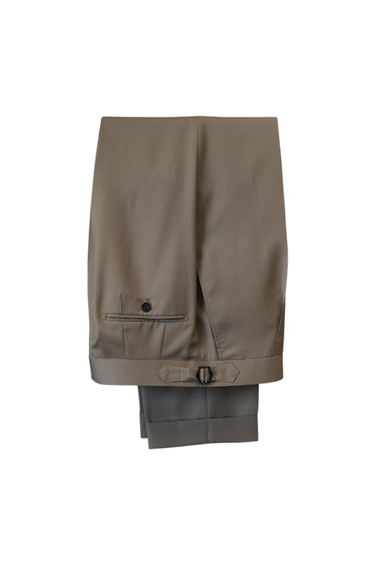 Ateliê Lynch - Calça em lã merino, super 110's 18.25 micron, com ajustadores laterais - Khaki