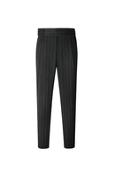 Calça em modelagem italiana, em lã merino 110'S, 18.25 µ, cintura alta, com ajustadores laterais - Preta GVC