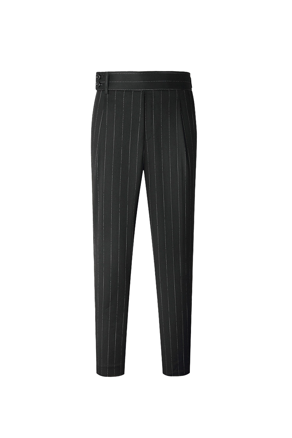 Calça em modelagem italiana, em lã merino 110'S, 18.25 µ, cintura alta, com ajustadores laterais - Preta GVC