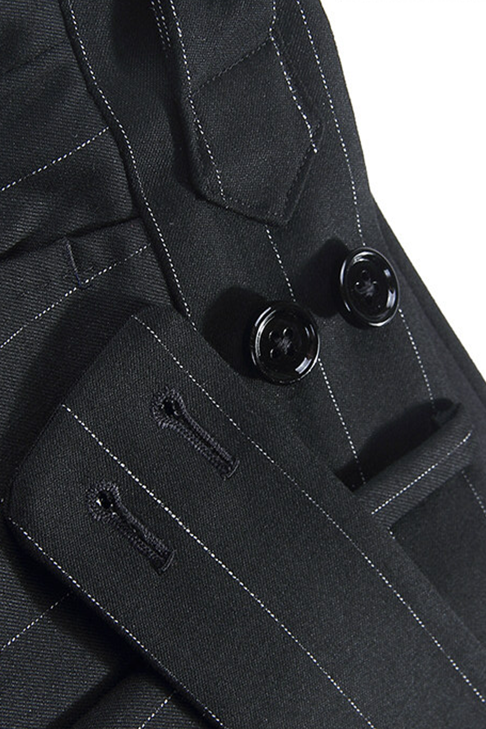 Calça em modelagem italiana, em lã merino 110'S, 18.25 µ, cintura alta, com ajustadores laterais - Preta GVC