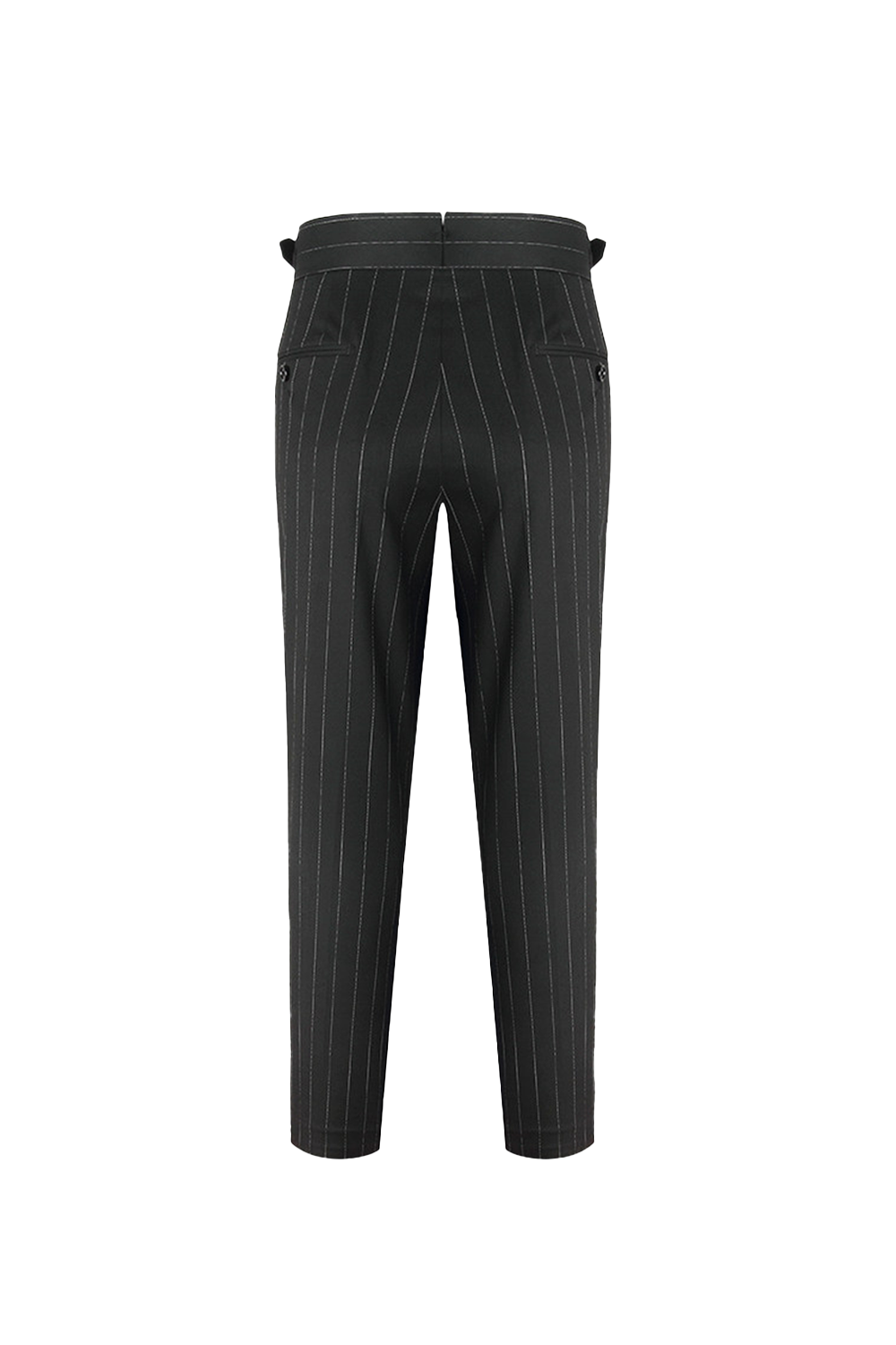 Calça em modelagem italiana, em lã merino 110'S, 18.25 µ, cintura alta, com ajustadores laterais - Preta GVC
