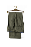 Ateliê Lynch - Calça em lã merino, super 110's 18.25 micron, com ajustadores laterais - Cinza esverdeado