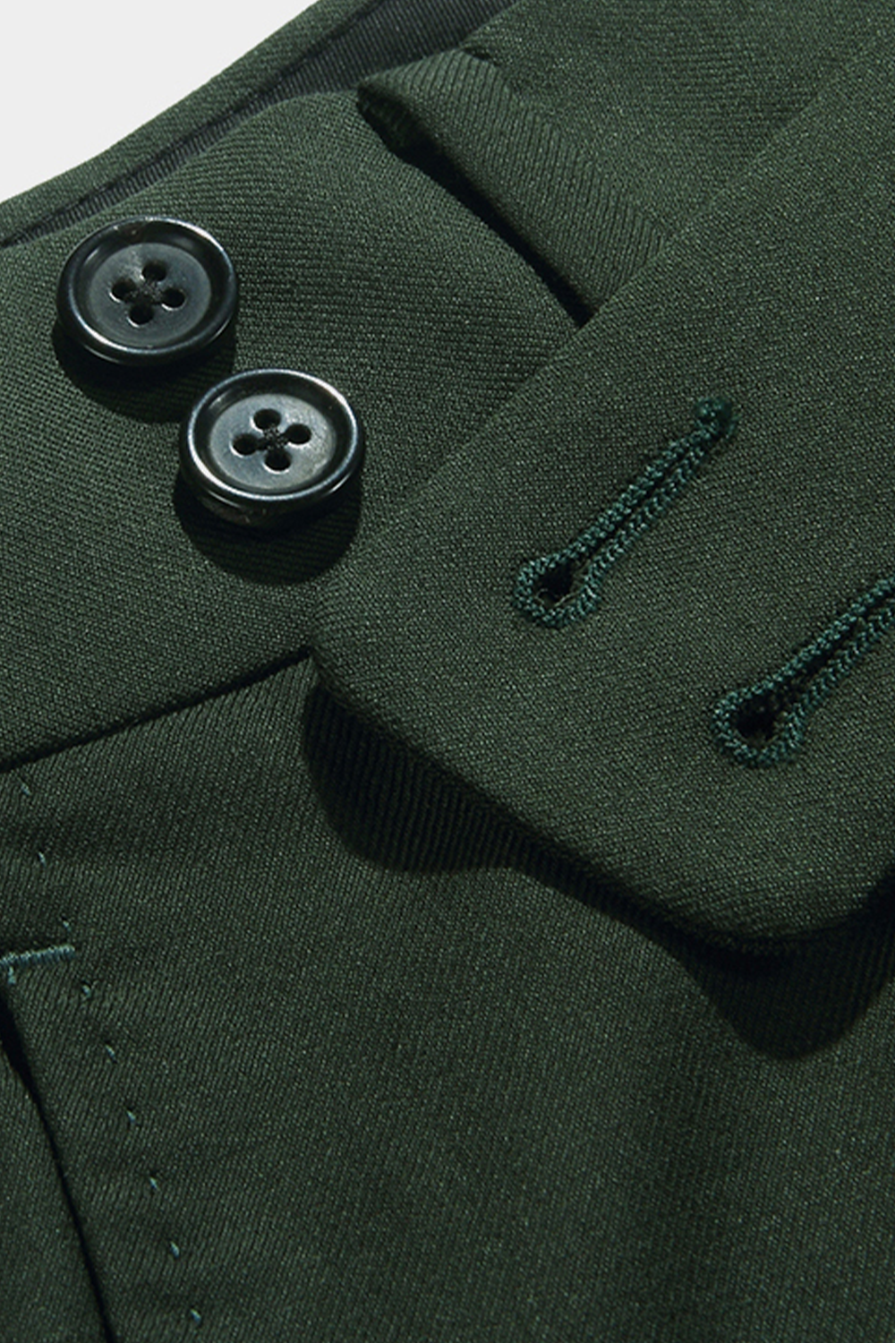 Lanifício Nobility Suitings - Calça em modelagem italiana, em lã merino 130'S, 17.25 µ, cintura alta, com ajustadores laterais - Verde
