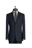 Costume single breasted, lapela notched em lã, caxemira e seda - Azul listrado meia noite