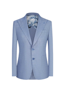 Blazer desestruturado single breasted, em lã, linho, seda e fibra de bambu, com lapela notched - Azul céu BPN