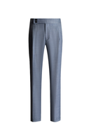 Calça em modelagem italiana, em lã tropical com cintura alta e ajustadores laterais - Azul grisalho