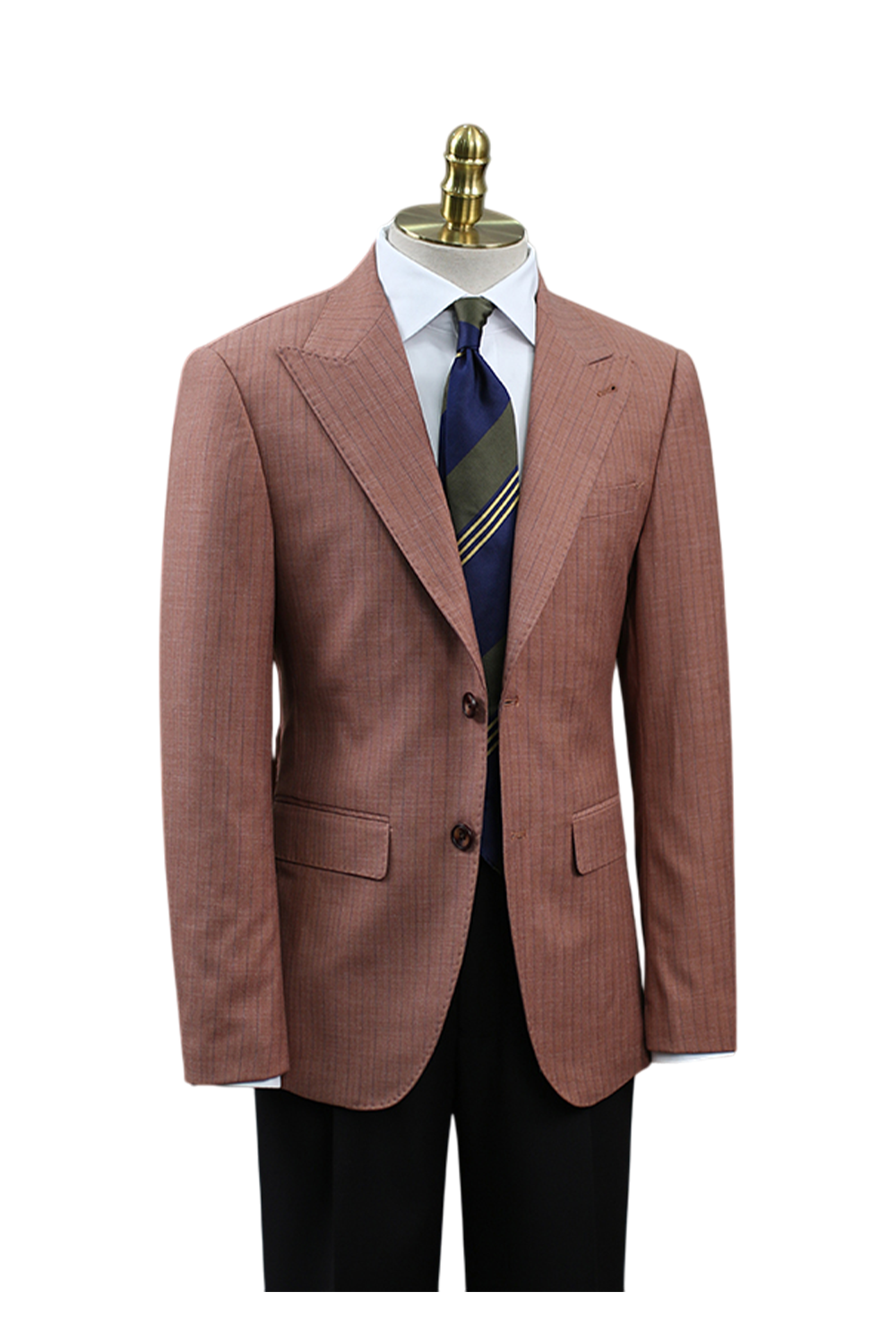 Blazer com riscas, single breasted com lapela peak - Terracota riscado HNR