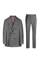 Lanifício Vitale Barberis Canonico - Costume double breasted 6x2, half canvas, lapela peak, em lã merino super 110 18.25 µ - Cinza risca de giz (VBC)