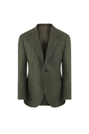 SILKORA TEXTILE - Blazer half canvas, single breasted, half-lined com lapela notched, lã, seda de tussah e linho - Verde CULTUM
