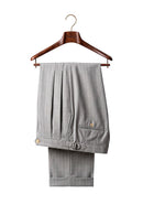 Ateliê UOMO ELEGANTE - Calça em lã merino, super 130's 17.25 micron, com ajustadores laterais - Cinza padronagem