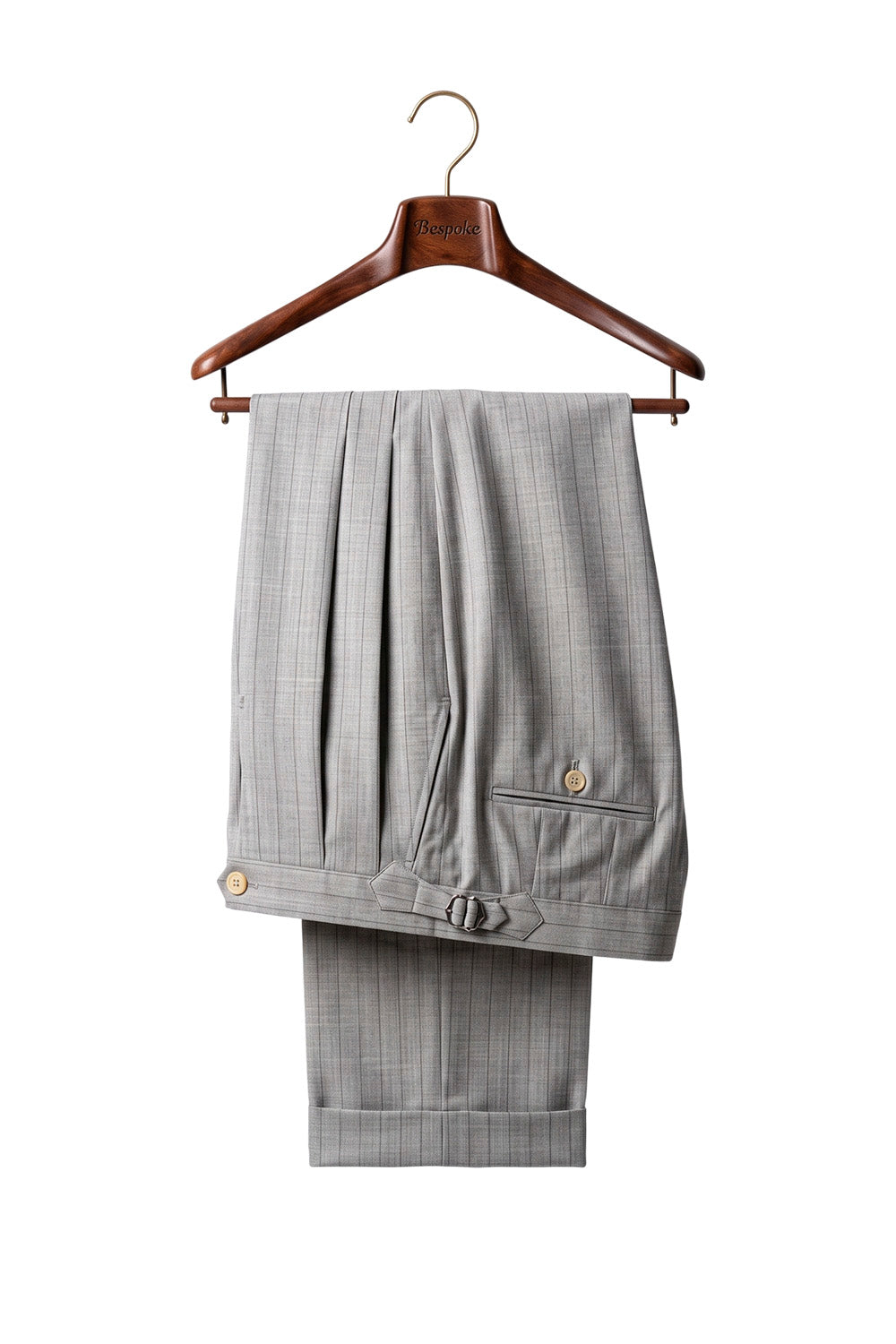 Ateliê UOMO ELEGANTE - Calça em lã merino, super 130's 17.25 micron, com ajustadores laterais - Cinza padronagem