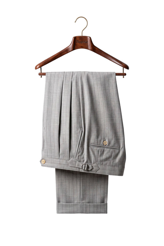 Ateliê UOMO ELEGANTE - Calça em lã merino, super 130's 17.25 micron, com ajustadores laterais - Cinza padronagem