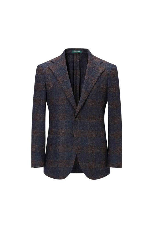 Lanifício Ferla - Blazer single breasted, desestruturado, lapela notched large em lã de alpaca, merino e nylon, super 100's, 330gm, flanelada - Padronagem