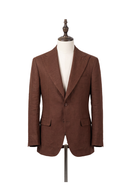 Blazer em linho puro, desestruturado single breasted, com bolsos flap e lapela peak large - Marrom PPR