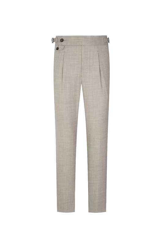Tombolini - Calça de modelagem italiana, em lã tropical, com bolso frontal - Khaki palha