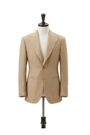 Blazer desestruturado single breasted, em viscolinho, lapela peak large - Khaki PPR