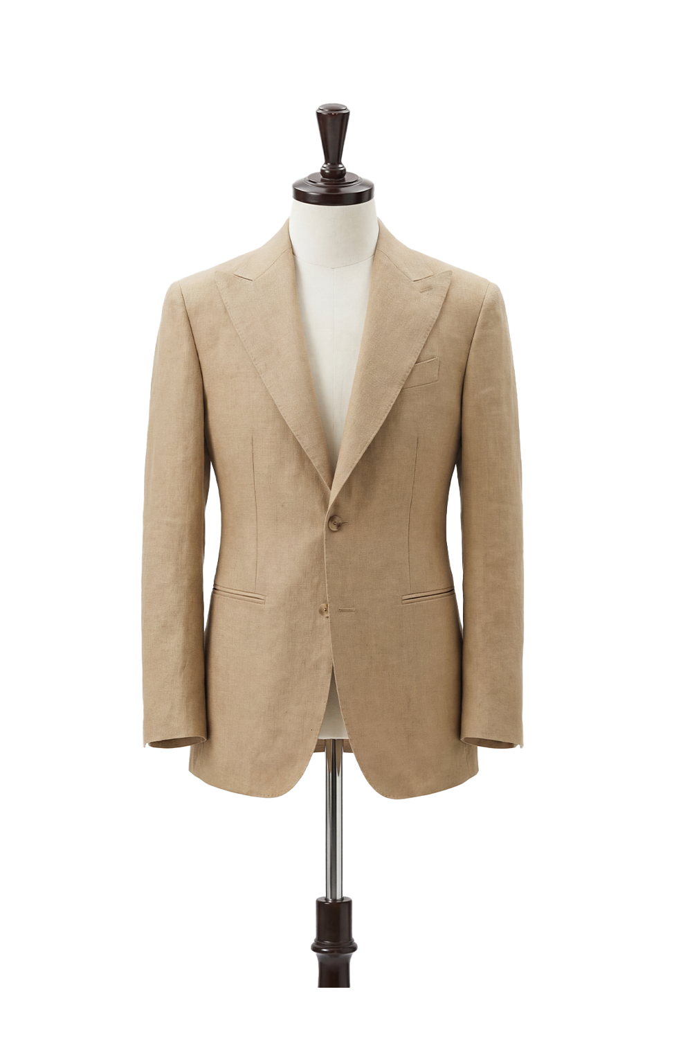 Blazer desestruturado single breasted, em viscolinho, lapela peak large - Khaki PPR