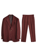 Costume single breasted, lapela notched, 100% linho - Borgonha FMY