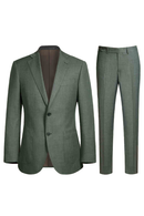 Costume single breasted em poliviscose, com lapela notched média - Verde