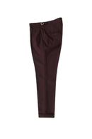 Calça em lã merino, super 100's 18.75 micron, com ajustadores laterais e passantes - Brit Vinho