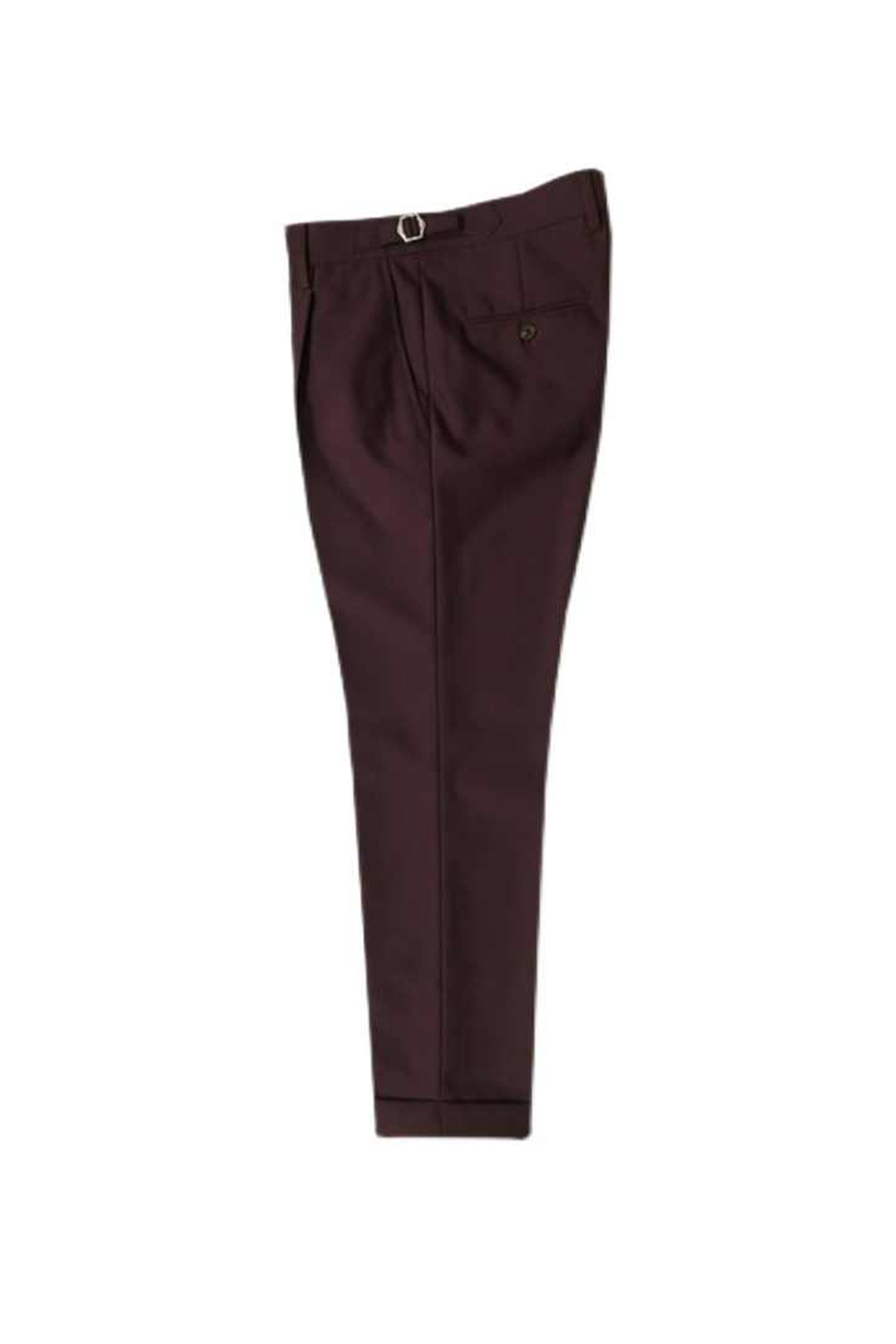 Calça em lã merino, super 100's 18.75 micron, com ajustadores laterais e passantes - Brit Vinho