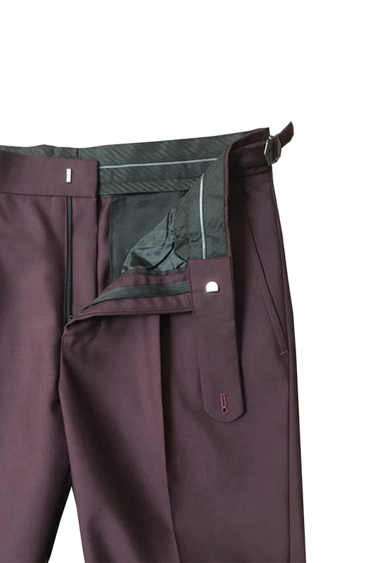 Calça em lã merino, super 100's 18.75 micron, com ajustadores laterais e passantes - Brit Vinho
