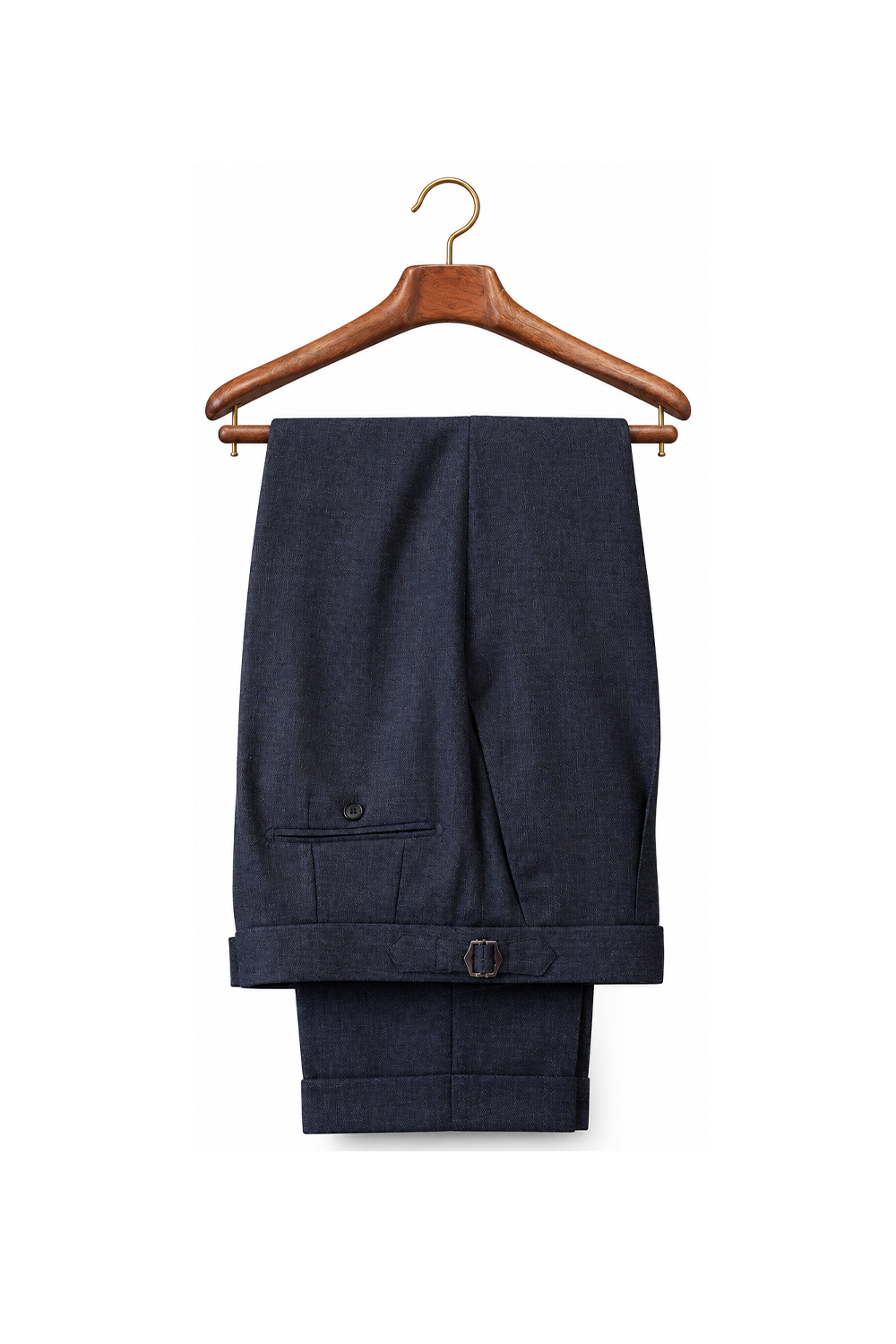 Ateliê Lynch - Calça em lã merino, super 110's 18.25 micron, com ajustadores laterais - Azul Índigo