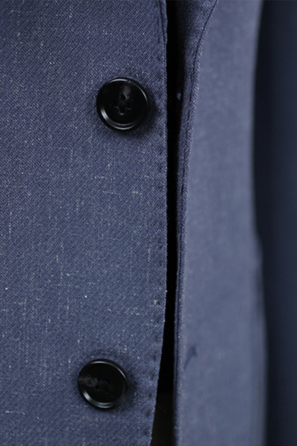 Blazer, tramado com linho, single breasted com lapela peak - Azul Aço HNR