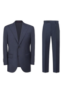 Costume double breasted, 6x2,  com lapela peaked large, em lã tropical - Azul Principe de Gales ACT