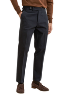 Bibury Court - Calça chino, cintura média, em sarja de algodão com elastano, com ajustadores laterais - Azul Marinho