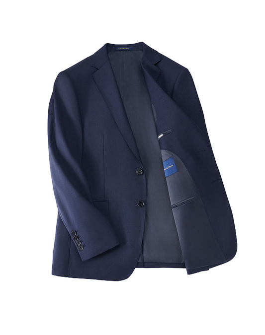 Costume single breasted, lapela notched, em lã merino super 110 18.25 µ - Azul Marinho GDM
