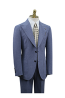 Blazer, tramado com linho, single breasted com lapela peak - Azul Aço HNR