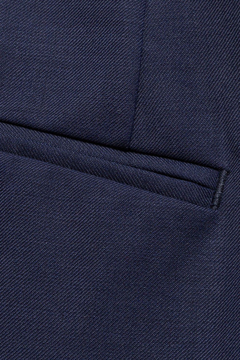 Calça cintura alta com ajustadores laterais e barra italiana, em lã tropical - Azul Marinho SKA