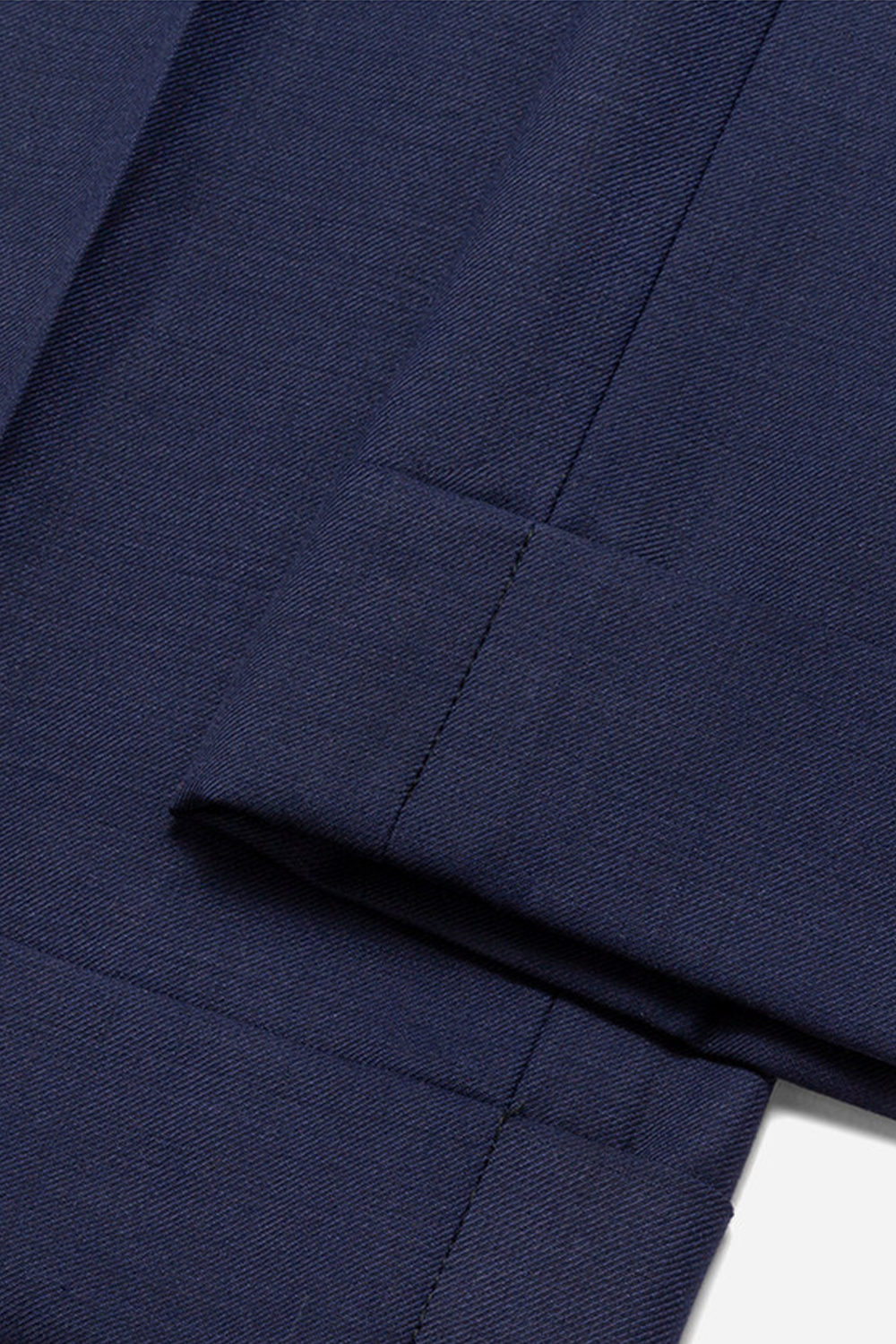 Calça cintura alta com ajustadores laterais e barra italiana, em lã tropical - Azul Marinho SKA