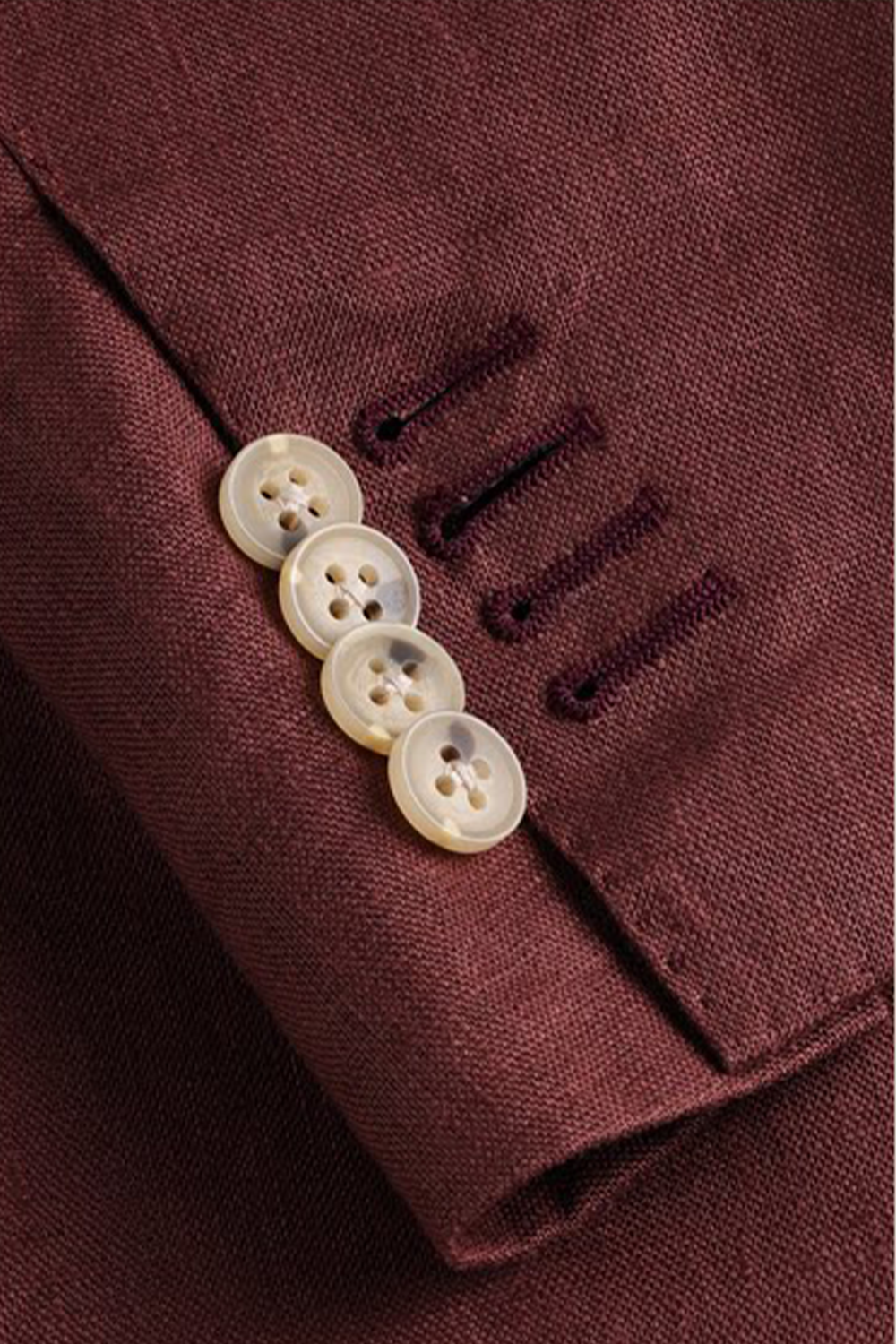 Costume single breasted, lapela notched, 100% linho - Borgonha FMY