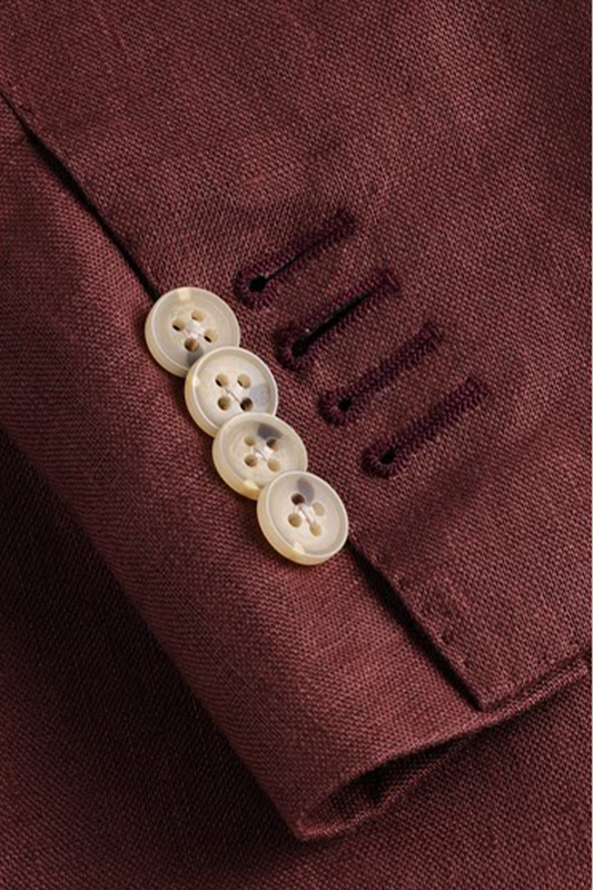 Costume single breasted, lapela notched, 100% linho - Borgonha FMY