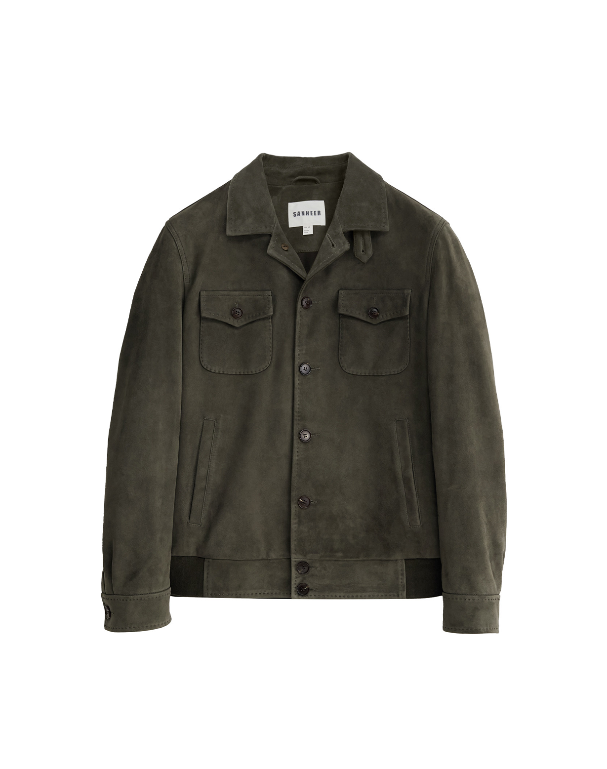 Jaqueta em camurça matte soft mist, 100% couro de ovelha - Verde Névoa Sanhr