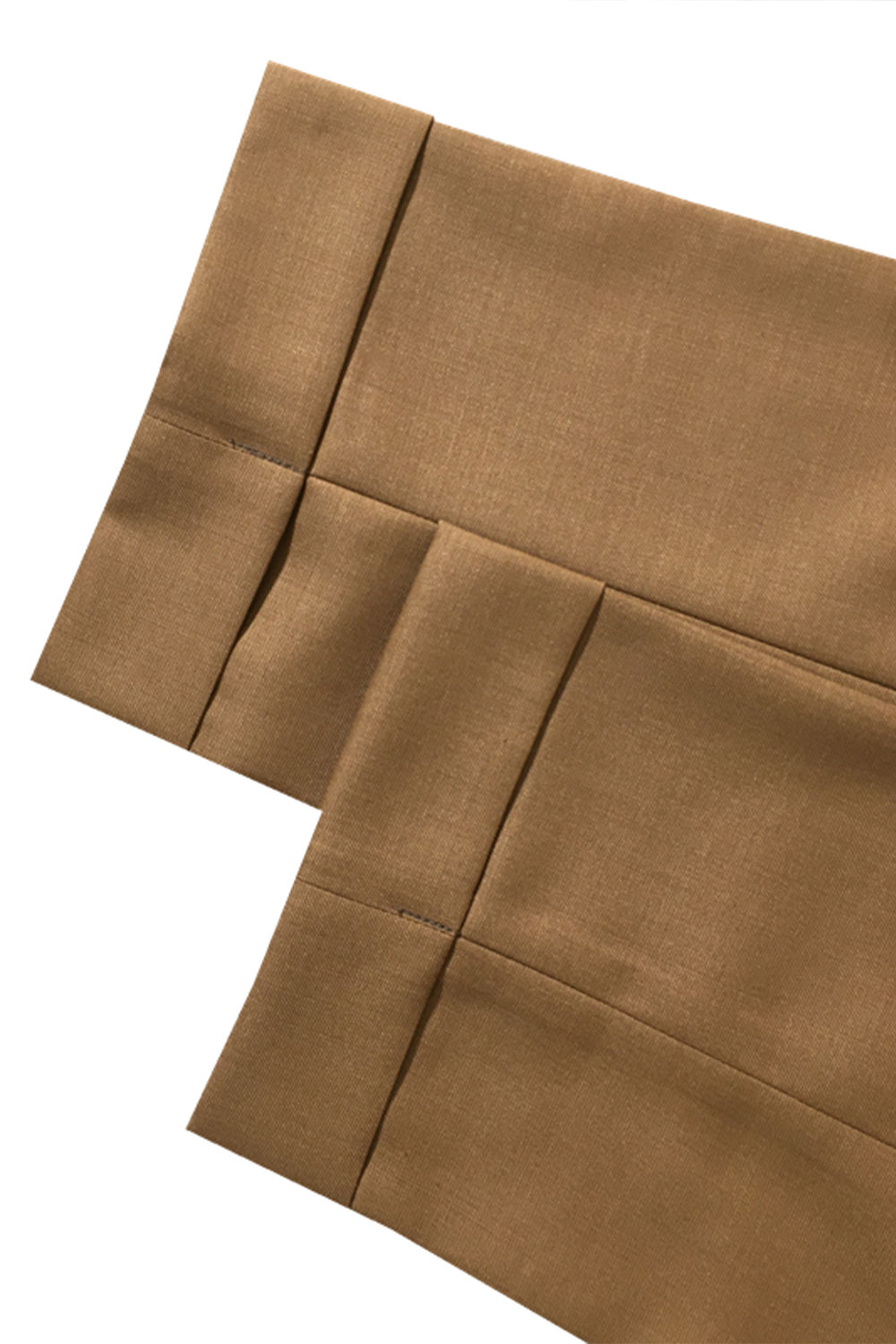 Calça em modelagem italiana em lã tropical, cintura alta, com ajustadores laterais e passantes - Brit Khaki Caramelo