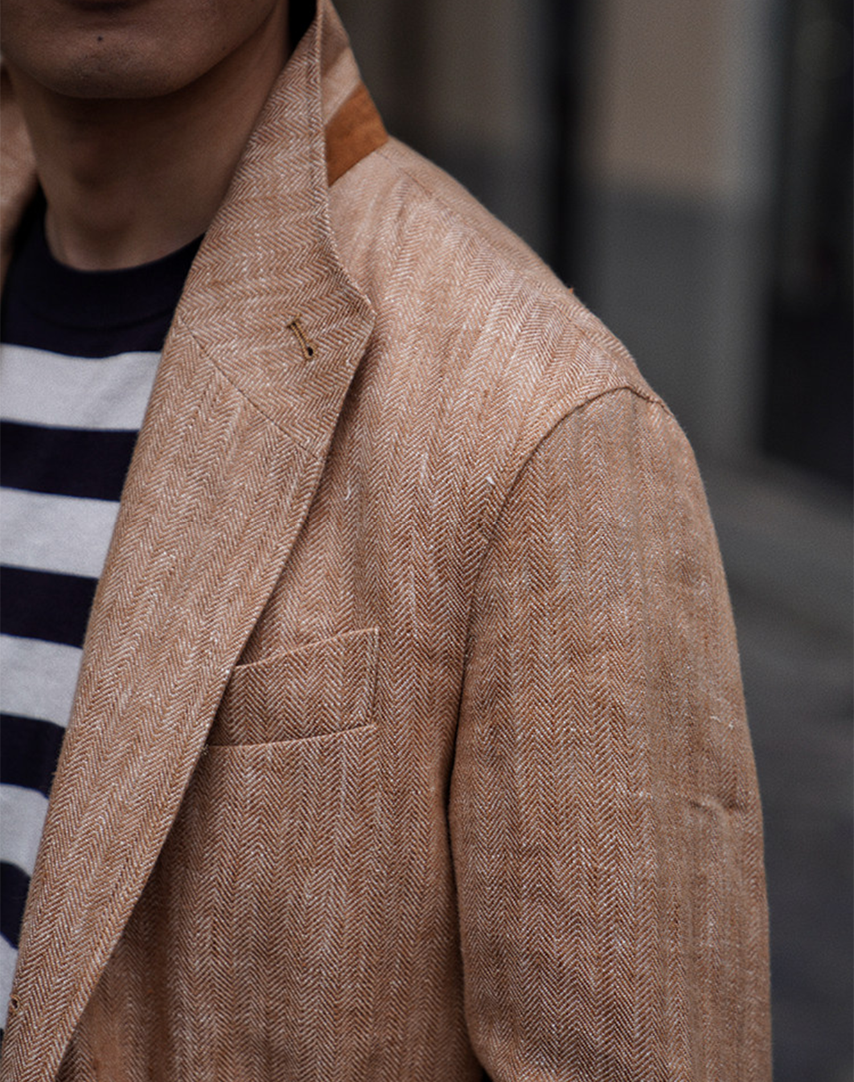 CARMURAT  - Safari Jacket desestruturado, com ajuste interno, 100% linho espinha de peixe - Caramelo LINEN CLUB