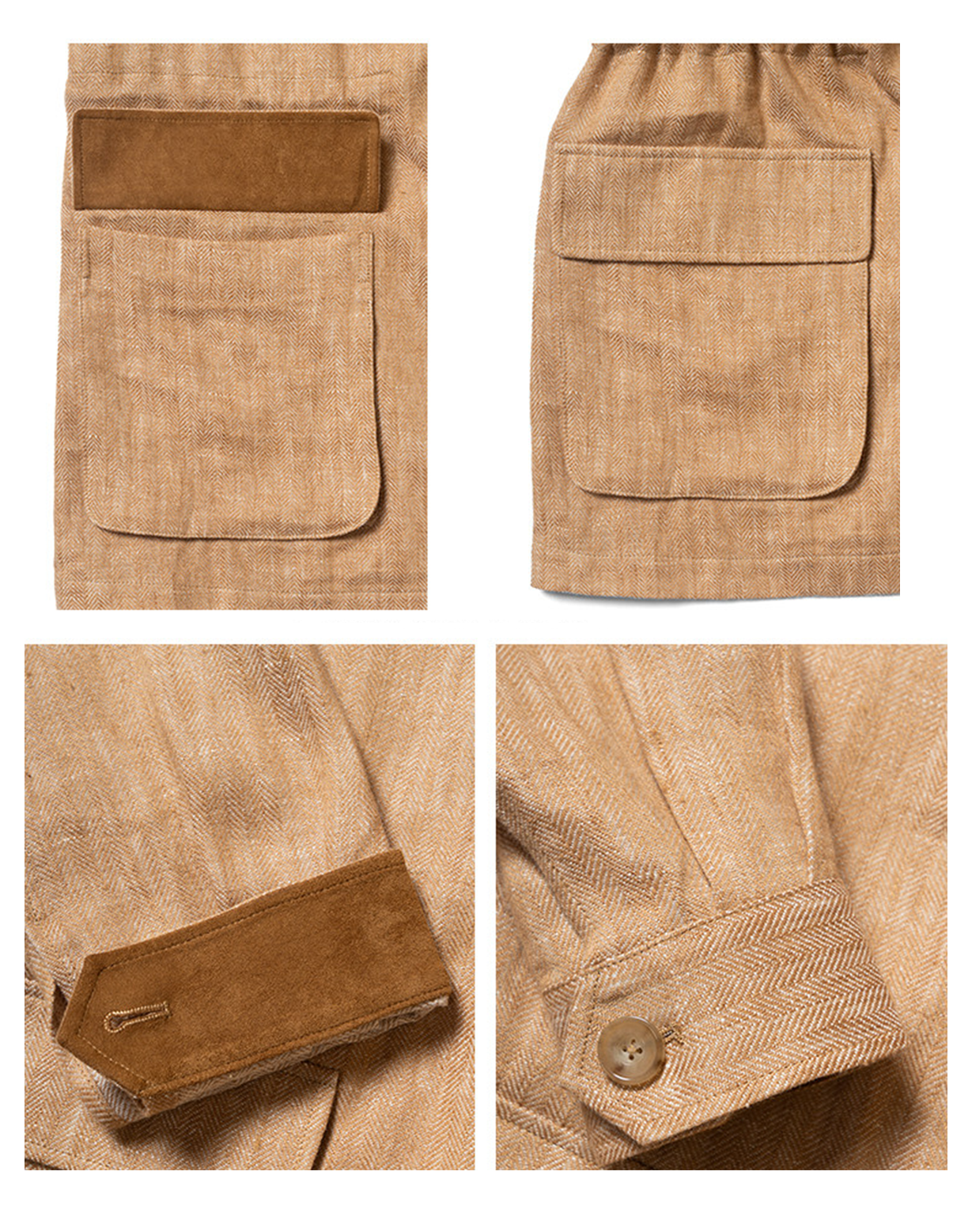 CARMURAT  - Safari Jacket desestruturado, com ajuste interno, 100% linho espinha de peixe - Caramelo LINEN CLUB