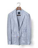 CARMURAT  - Safari Jacket desestruturado, com ajuste interno, 100% linho espinha de peixe - Azul Powder LINEN CLUB