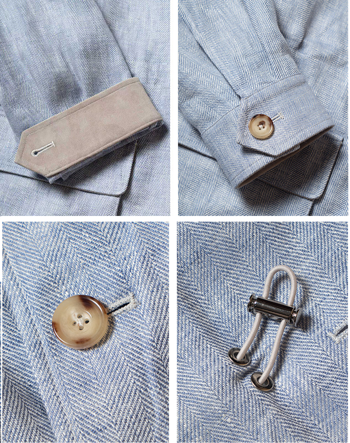 CARMURAT  - Safari Jacket desestruturado, com ajuste interno, 100% linho espinha de peixe - Azul Powder LINEN CLUB