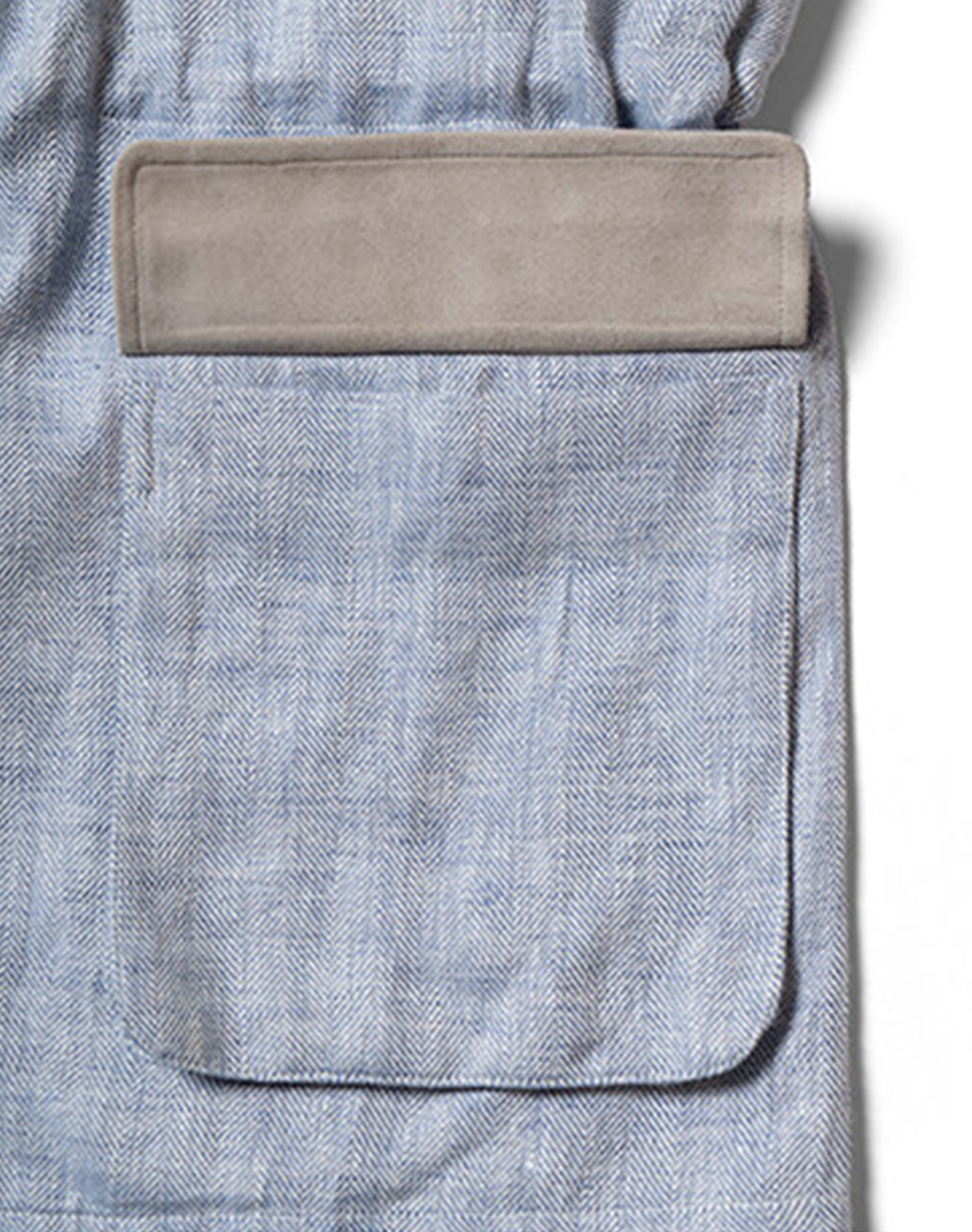 CARMURAT  - Safari Jacket desestruturado, com ajuste interno, 100% linho espinha de peixe - Azul Powder LINEN CLUB