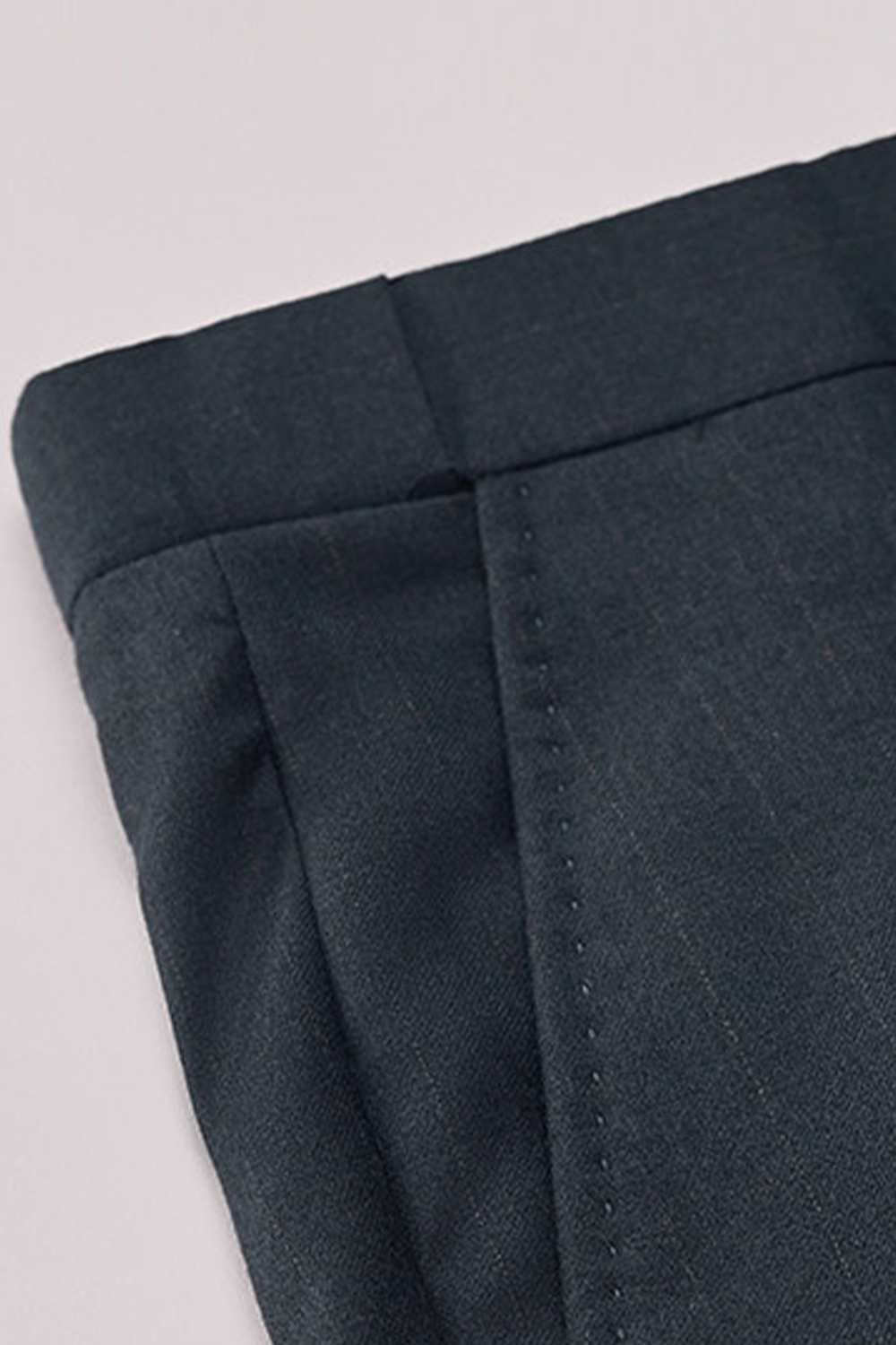 Costume single breasted, lapela notched em lã, caxemira e seda - Azul listrado meia noite